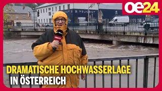 Dramatische Hochwasserlage in Österreich