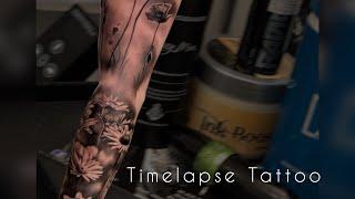 Flowers tattoo  - Timelapse Tattoo (Sleeve in progress)