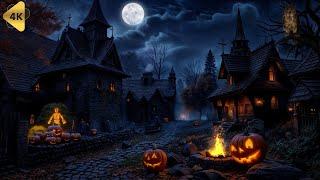 Haunted Village Medieval Halloween Ambience w/ Relaxing Crackling Fire & Cauldron Boils, White Noise