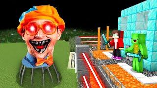 Creepy BLIPPI Titan vs Security House in Minecraft Maizen JJ and Mikey