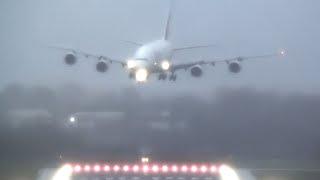 Most Dramatic Ever A380 Go-Around at Birmingham Airport (Storm Gerrit)