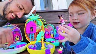 Polly Pocket BACKYARD ADVENTURE!!  Adley finds some new hidden toys, friends, and pets! hide n seek!