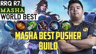 RRQ R7. MASHA BEST PUSHER BUILD | RRQ R7 Masha BEST BUILD/GAMEPLAY/EMBLEM/SPELL | Mobile Legends