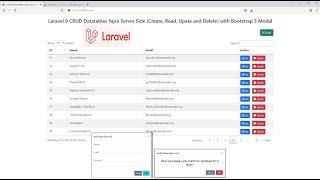 Laravel 9 CRUD Datatables Yajra Server Side (Create, Read, Upate and Delete) with Bootstrap 5 Modal