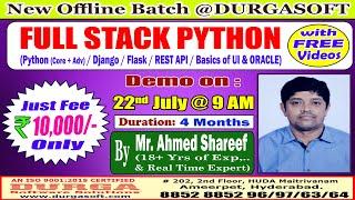 FULL STACK PYTHON Offline Training @ DURGASOFT