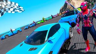 Drag racing  Mount Chiliad Spiderman infinity war team VS Miss Marvel Team GTA V mods