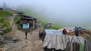 Nepali Mountain Village Life in Nepal | Most Peaceful And Relaxing Village Life in the Rainy Day |