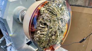 Lava Rock Transformed: Mind-blowing Woodturning With Clear Resin Art