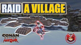 They made a village - raiding a huge base on frozen bridge : Conan exiles raid & pvp chapter 3