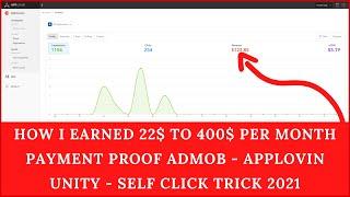 How I Earned 22$ To 400$ PER MONTH | PAYMENT PROOF | ADMOB, Applovin, Unity, SELF CLICK TRICK 2021