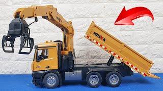 Huina 1575 Rc 26 Channel Professional Dump Truck Model Crane Rotating Arm and Realistic Lights 1/14