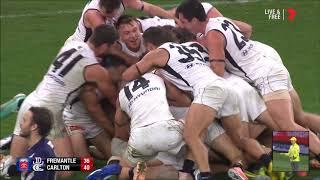 Jack Newnes with the clutch goal after the siren - Carlton Blues @ Freo Dockers - AFL Round 12 2020