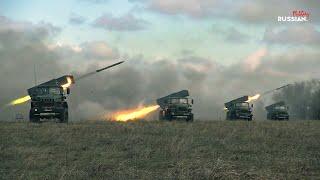 Massive Fire !! BM-21 Grad in Action By Russian Army