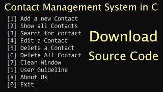 Contact Management System Project in c programming language with source code