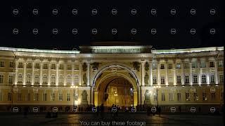 ST. PETERSBURG, RUSSIA: Close shot of Illuminated arch of General Staff and people in the night