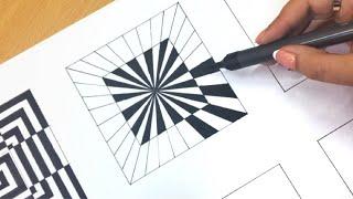 6 Optical illusion drawings for beginners/ illusion patterns/tricks/abstract drawings