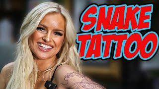 Blonde Babe Covers Up Tattoo With A Massive Snake...