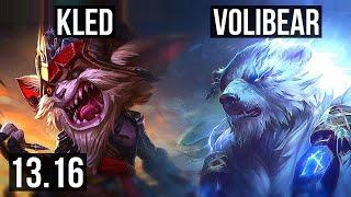 KLED vs VOLIBEAR (TOP) | Rank 2 Kled, 2.0M mastery, 1000+ games, 6/1/3 | NA Challenger | 13.16