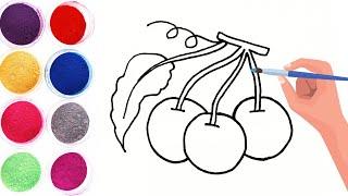 How to Draw and Colour Cherry for kids and Toddlers #cherry