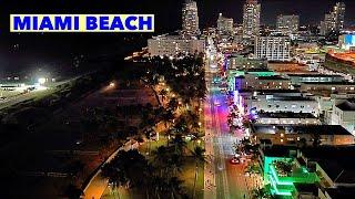 Miami Beach at Night By Drone 2024