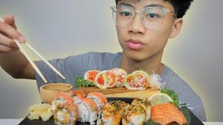 Assorted Sushi * 3 Different Rolls with Salmon Sashimi | N.E Let's Eat