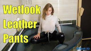 Wetlook leather pants | Wetlook girl in high heels | Wetlook Jacuzzi