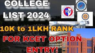 COLLEGE LIST FOR OPTION ENTRY 2024|BEST ENGINEERING COLLEGE WITH GOOD PLACEMENTS FOR OPTION ENTRY