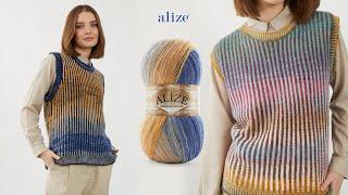 Striped Sweater with Alize Angora Gold Batik