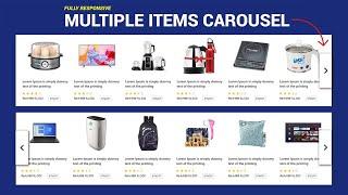 RESPONSIVE MULTIPLE ITEMS CAROUSEL USING HTML, CSS & JAVASCRIPT |  MULTIPLE ITEMS SLIDER