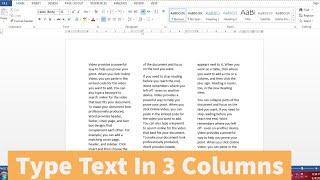 How To Type Text In 3 Columns In Microsoft Word | Showing Text In Three Columns in Word