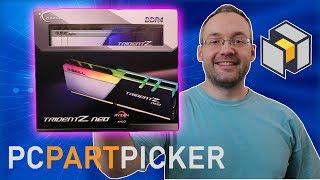 GSkill Trident Z Neo 3600 Unboxing - How to Use PCPartPicker to find FAST Memory for Ryzen