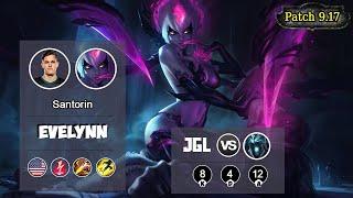 SANTORIN RANK 1 NA  Evelynn JUNGLE VS Karthus | LOL | S9 NA Challenger - Full Gameplay