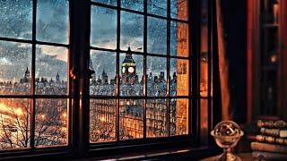 Victorian London ️️ ASMR Ambience & Soft Music, fireplace and rain | Sherlock Holmes Vibes