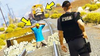 A ROTA COLOCOU O LADRÃO DE BANCO NA LINHA DO TREM! - GTA 5 : MOD POLICIA