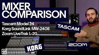 Hybrid Mixer Comparison: Tascam Model 24, Korg Soundlink MW-2408 & Zoom LiveTrak L-20