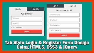 Tab Style Login And Register Form Design Using HTML5, CSS3 And jQuery