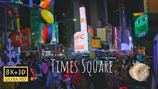 8k 3D Times Square New York City at Night + M&M Store,Christmas Town Walking Tour Experience Quest 2