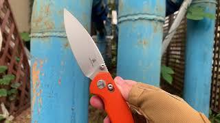 Orange Scale with Stonewash Blade Drop Point 14C28N EDC Budget Knife Bestechman Ronan