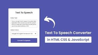 Text To Speech Converter in HTML CSS & JavaScript | No External Library or API Used
