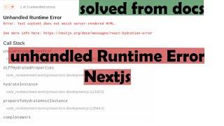 Unhandled Runtime Error There was an Error While Hydrating nextjs