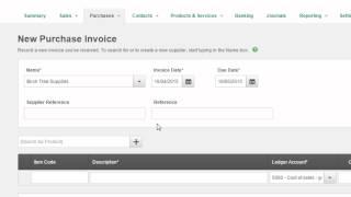 Creating a Purchase Invoice | Sage One Accounts Extra