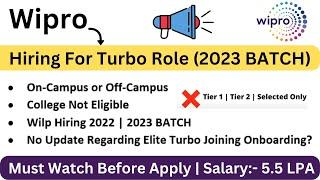 Wipro Turbo Hiring | On or Off Campus | 2023 | 2022 BATCH | 5.5 LPA Salary | College not Eligible