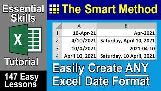 4-1: Change Date Format in Excel (Apr-10-21, 04/10/21, 10/4/21 etc)