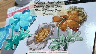 New at Country Craft Creations - Altenew Stencil Art White Cap Peonies Layering Stencil Demo