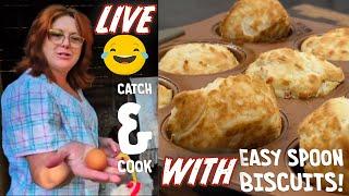 Spoon biscuit breakfast, Gathering Eggs for Breakfast, A Live Catch & Cook