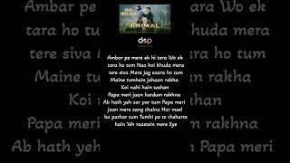 Papa Meri Jaan Lyric Song ️  🫂 | Ranbir Kapoor |Anil K| Rashmika M| Sandeep V|Sonu Nigam Bhushan K