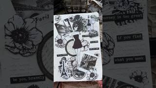 ASMR journal black and white Paris|#asmr #journaling #journalwithme #scrapbooking #fyp #diy