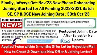 Finally Infosys Oct-Nov'23 Phase Onboarding Joining Started for All SE | SP DSE Role 2023-2021 Batch