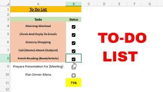 Make TO-DO LIST in Seconds in Excel