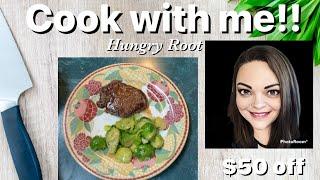 Cook with me! Wagyu Filet & Lemon Garlic Brussel Sprouts from Hungry Root + $50 off